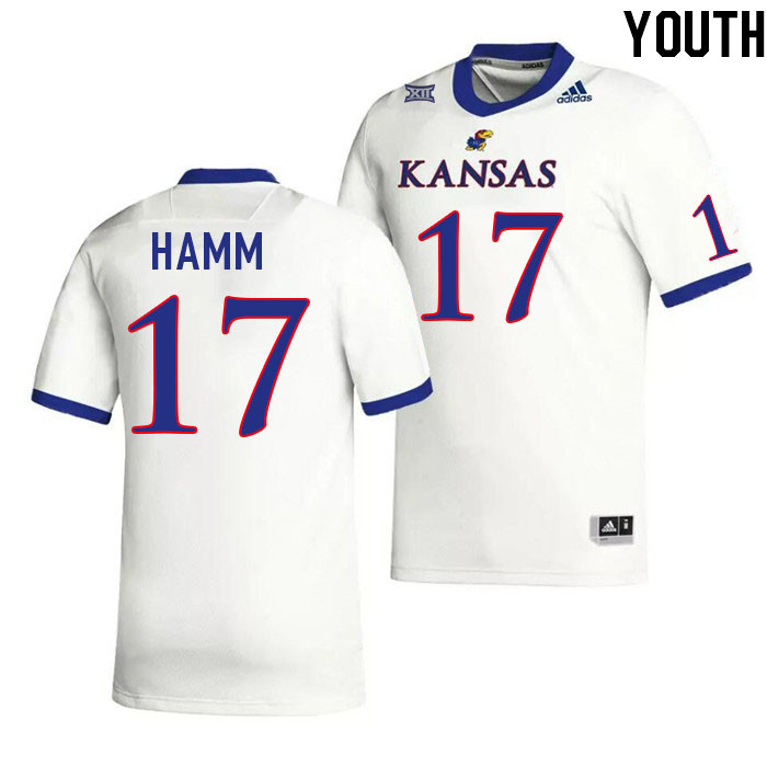 Youth #17 Jaden Hamm Kansas Jayhawks College Football Jerseys Stitched Sale-White